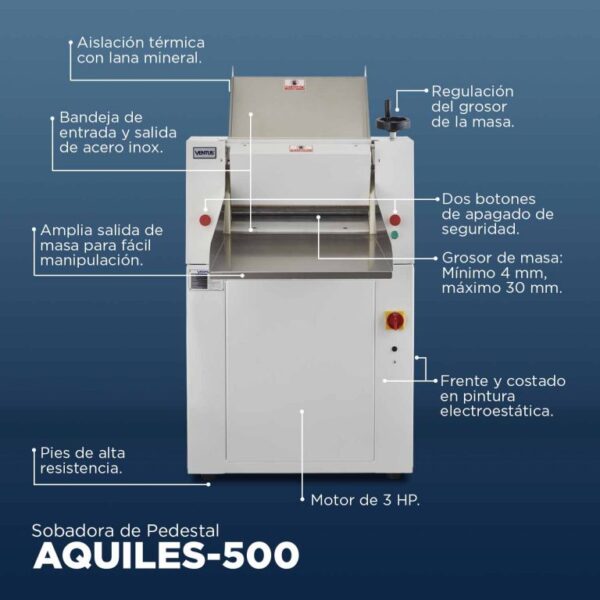 Sobadora de Masas pedestal 50cm Aquiles500 - Imagen 2